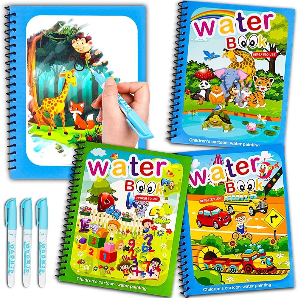 Reusable Water Magic Coloring Book - 魔法の本水描画モンテッソーリおもちゃ再利用可能な塗り絵魔法の水描画ブック感覚早期教育子供のため