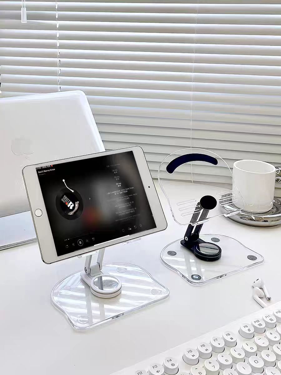 Clear Acrylic Book Stand Holder - アクリルブックスタンド クリアブックホルダー アクリルタブレットスタンド ポータブル調節可能な電話スタンド 折りたたみ式 ライブストリーミング読書用