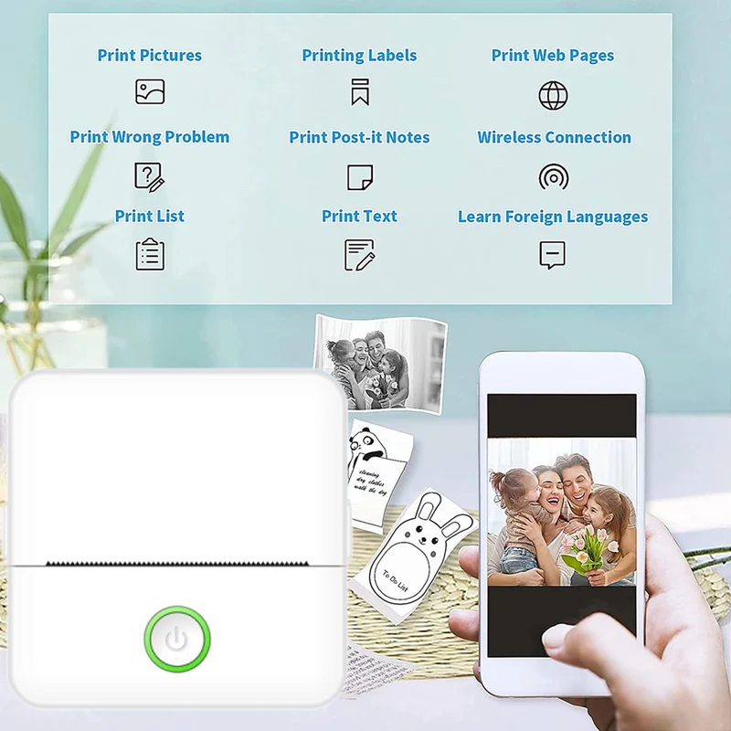 ミニポータブルプリンターインクレスステッカーメーカー、フリー - Mini Pocket Thermal Printer Paper Roll のレビューと価格