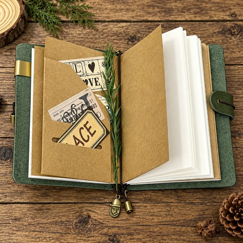 A7 A6 プエブロフォレストグリーン、フロスト加工レザー、 - Vintage Leather Journal Notebook のレビューと価格