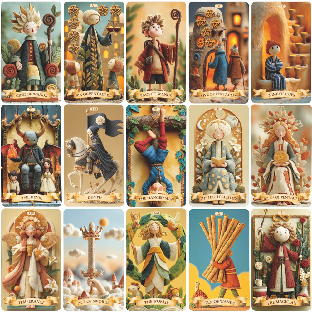 78枚のタロットカードセット、13x8cm クレイ・アルカナ - Tarot Deck With Guidebook のレビューと価格