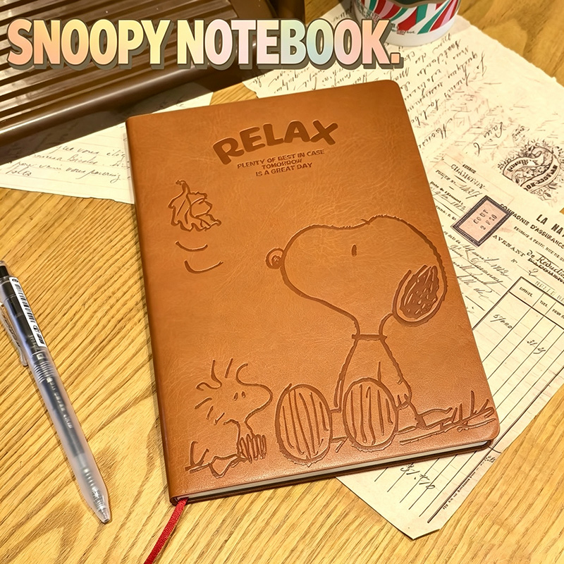 ヴィンテージ スヌーピー A5 レザーノートブック かわいい - Vintage Leather Journal Notebook のレビューと価格